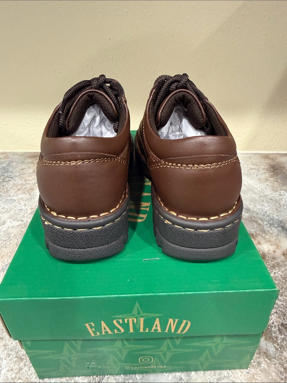 Eastland Brown Leather Lace-Up Mules with Black Laces - Picture 3 of 3